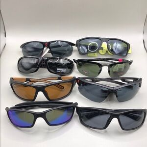 Huge lot 8 sporty outdoors + safety men's sunglasses variety of brands bundle.